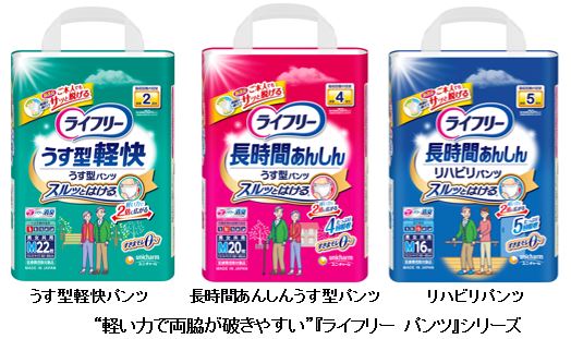 うす型軽快パンツ　長時間あんしんうす型パンツ　リハビリパンツ　&ldquo;軽い力で両脇が破きやすい&rdquo;『ライフリーパンツ』シリーズ