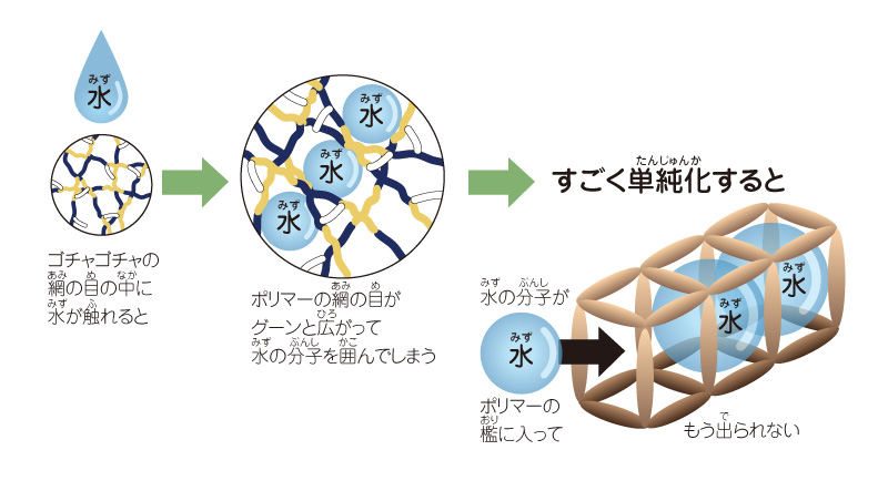 図解：SAP水分吸収の仕組み（単純化）